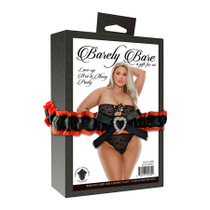 Barely Bare Lace-Up Bra & Thong Panty Plus Size Black