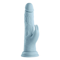 FemmeFunn Vortex Turbo Rabbit 2.0 8 in. Dual Stimulation Vibrating Dildo Light Blue