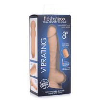 Curve Toys FLESHSTIXXX Rechargeable 8 in. Posable Vibrating Dildo with Balls & Suction Cup Tan