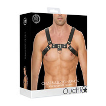 Ouch! Bonded Leather Chest Bulldog Harness Black S/M