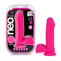 Blush Neo Elite 8 in. Silicone Dual Density Dildo With Balls & Suction Cup Neon Pink