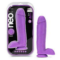 Blush Neo Elite 10 in. Silicone Dual Density Dildo with Balls & Suction Cup Neon Purple