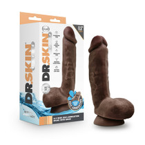 Blush Dr. Skin Glide Realistic 8.5 in. Self-Lubricating Dildo with Balls & Suction Cup Brown