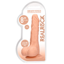 RealRock Realistic 8 in. Dildo With Balls and Suction Cup Beige