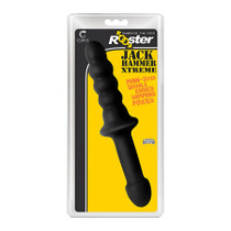 Curve Toys Rooster Jackhammer XL 11.5 in. Rippled Dildo with Insertable Handle Black