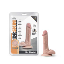 Blush Dr. Skin Silicone Dr. Daniel Realistic 6 in. Posable Dildo with Balls & Suction Cup Beige