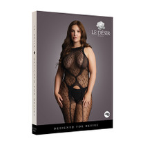 Shots Le Desir Crotchless Leopard Bodystocking Black Queen Size