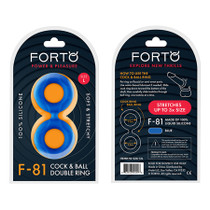 Forto F-81 Liquid Silicone Cock & Ball Double Ring Large Blue