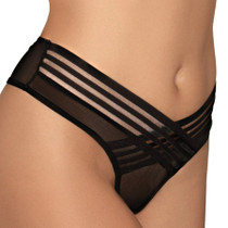 DG Mesh Thong with Shadow Stripe Elastic Front Detail Black S