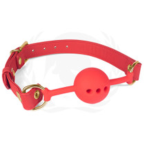 46MM Red Silicone Ball Gag With Red PU Strap