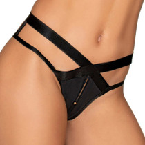 Dreamgirl Microfiber Open-Crotch Strappy Panty Black M Hanging