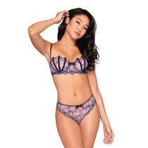 Dreamgirl Shell Bra and Matching G-String Set Lavender M