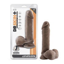 Dr. Skin Plus Thick Posable Dildo With Balls 9 in. Chocolate