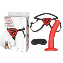 Lux Fetish Red Heart Strap On 5 in. Dildo Set
