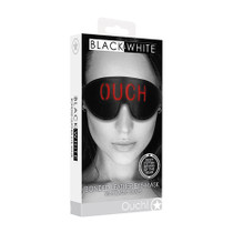 Ouch! Black & White Bonded Leather 'Ouch' Eye Mask With Elastic Straps Blindfold Black
