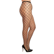 Dreamgirl Double-Knitted Fence-Net Pantyhose Black OSQ