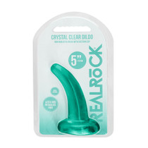 RealRock Crystal Clear Non-Realistic 5 in. Curved Dildo With Suction Cup Turquoise