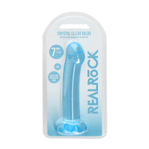 RealRock Crystal Clear Non-Realistic 7 in. Dildo With Suction Cup Blue