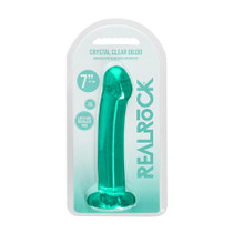 RealRock Crystal Clear Non-Realistic 7 in. Dildo With Suction Cup Turquoise