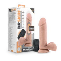 Blush Dr. Skin Silicone Dr. Beckham 7 in. Thumping Dildo with Balls Beige
