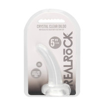 RealRock Crystal Clear Non-Realistic 5 in. Curved Dildo With Suction Cup Clear