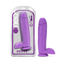 Blush Neo 10 in. Dual Density Dildo with Balls & Suction Cup Neon Purple