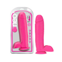 Blush Neo 11 in. Dual Density Dildo with Balls & Suction Cup Neon Pink
