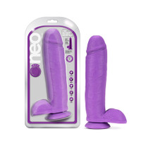 Blush Neo 11 in. Dual Density Dildo with Balls & Suction Cup Neon Purple