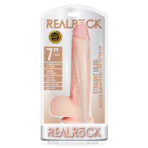 RealRock Realistic 7 in. Straight Dildo With Balls and Suction Cup Beige