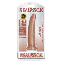 RealRock Realistic 6 in. Slim Dildo With Suction Cup Tan