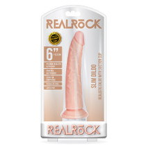 RealRock Realistic 6 in. Slim Dildo With Suction Cup Beige