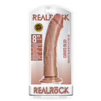 RealRock Realistic 8 in. Curved Dildo With Suction Cup Tan