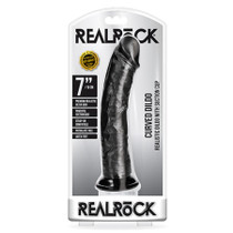 RealRock Realistic 7 in. Curved Dildo With Suction Cup Black