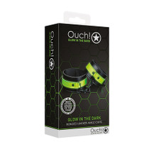 Ouch! Glow in the Dark Bonded Leather Handcuffs Neon Green