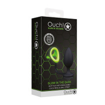 Ouch! Glow in the Dark Silicone Anal Plug With Detachable Cockring & Ball Strap Neon Green