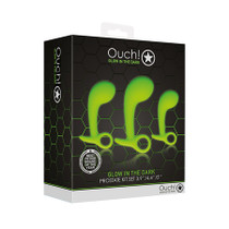 Ouch! Glow in the Dark Prostate Kit 3-Piece Anal Plug Set Neon Green