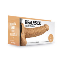 RealRock Realistic 7 in. Hollow Strap-On With Balls Tan