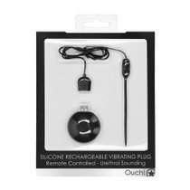 Ouch! Urethral Sounding Remote-Controlled Silicone Rechargeable Vibrating Plug Black 4 mm