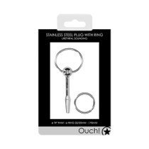 Ouch! Urethral Sounding Stainless Steel Plug With Ring 9 mm