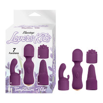 Nasstoys Lovers Kits Temptation Vibe Wand & 3-Piece Attachment Set Eggplant