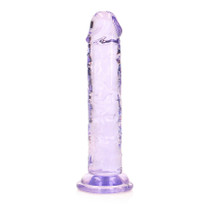 RealRock Crystal Clear Straight 6 in. Dildo Without Balls Purple