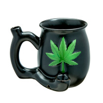 Black Mug Green Leaf Mug