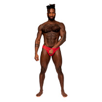 Male Power Sassy Lace Open Ring Thong Red L/XL