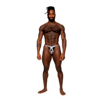 Male Power S'naked Criss Cross Thong Silver/Black S/M