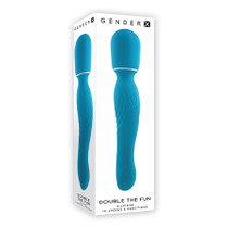 Gender X Double The Fun Rechargeable Dual Ended Silicone Wand Vibrator Teal