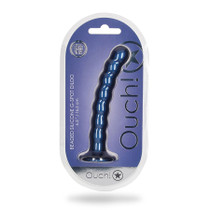 Shots Ouch! Beaded Silicone 6.5 in. G-Spot Dildo Metallic Blue