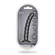 Shots Ouch! Beaded Silicone 6.5 in. G-Spot Dildo Gunmetal
