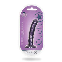 Shots Ouch! Beaded Silicone 5 in. G-Spot Dildo Metallic Purple