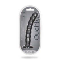 Shots Ouch! Beaded Silicone 8 in. G-Spot Dildo Gunmetal