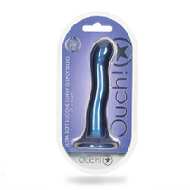Shots Ouch! Ultra Soft Silicone 7 in. Curvy G-Spot Dildo Metallic Blue